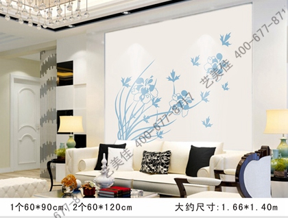 硅藻泥背景墙画-408（2大1中)